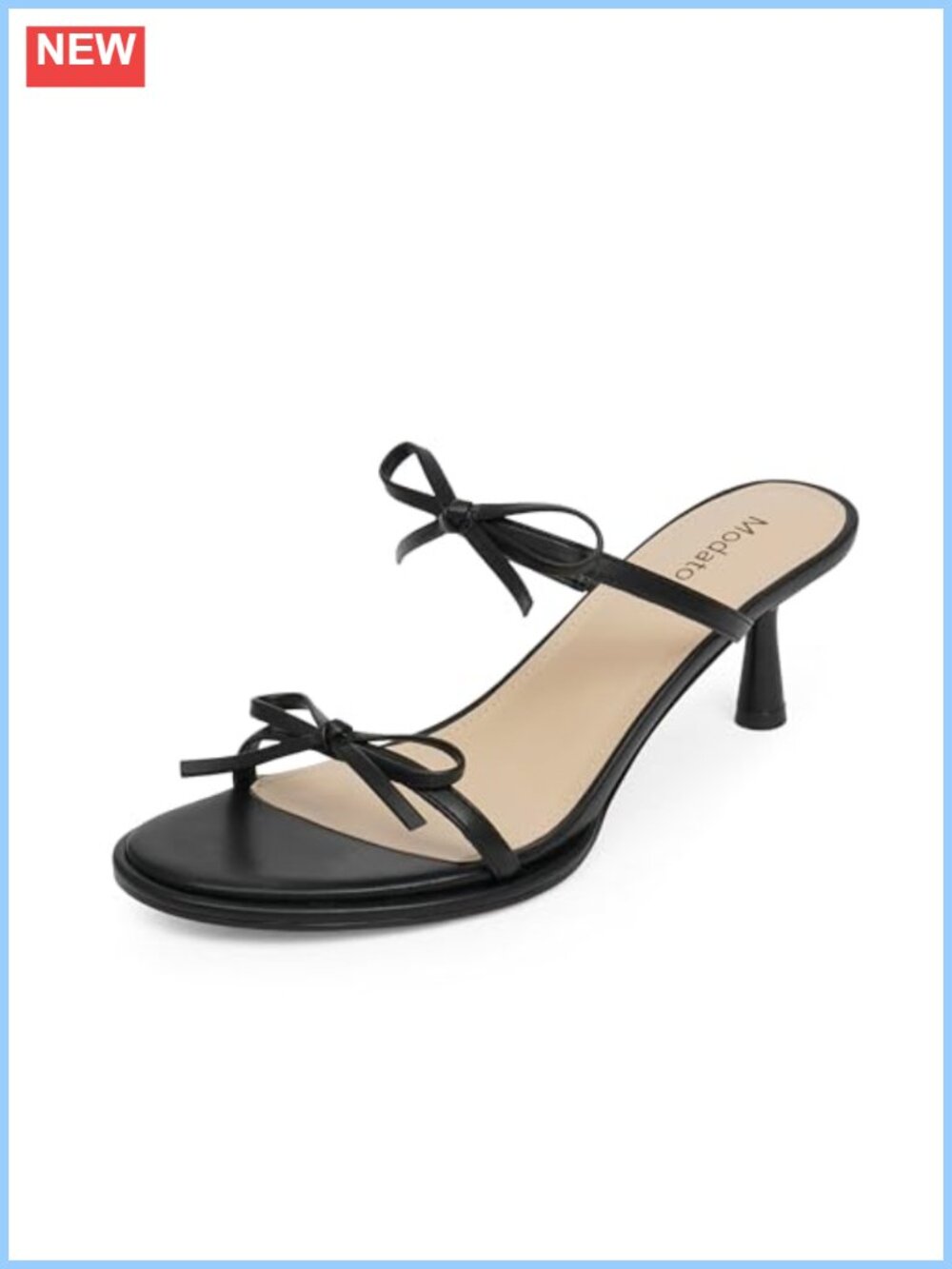 Kitten Heel Two Strap Slip On Sandals with Bow Detail